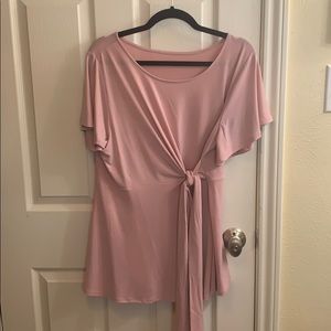 Tie Front Flutter Sleeve Blouse